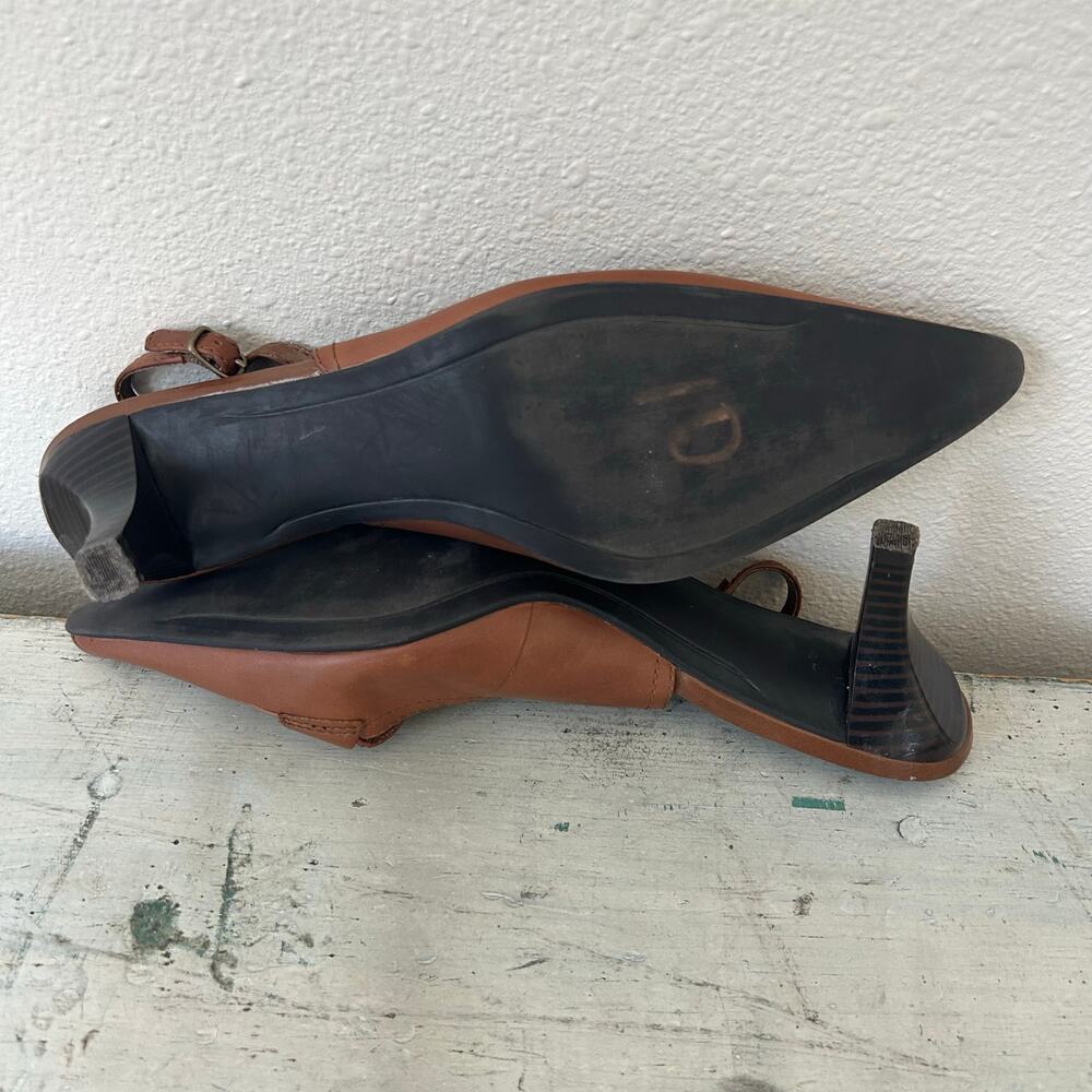 Vintage Merona Abby leather Sling back kitten Heel pointed toe bow coaquette 10 - Picture 11 of 12